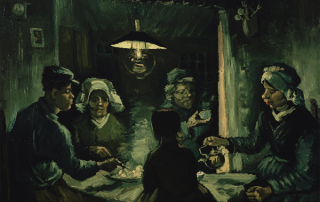 Hanglamp boven de tafel inzet schilderij de Aardappeleters